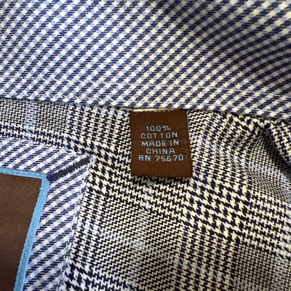 Tattersall London Dress Shirt 17 34/35 Blue Check Button Up Light Cotton NEW - Picture 6 of 11